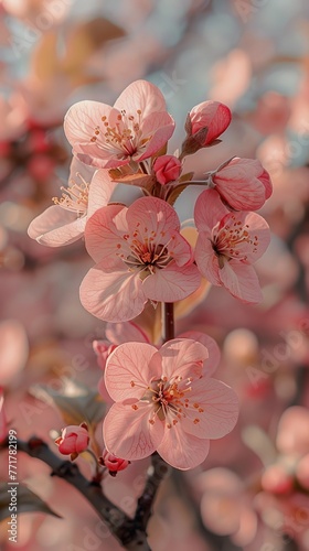 Close Up of Pink Flowers Blooming on a Tree