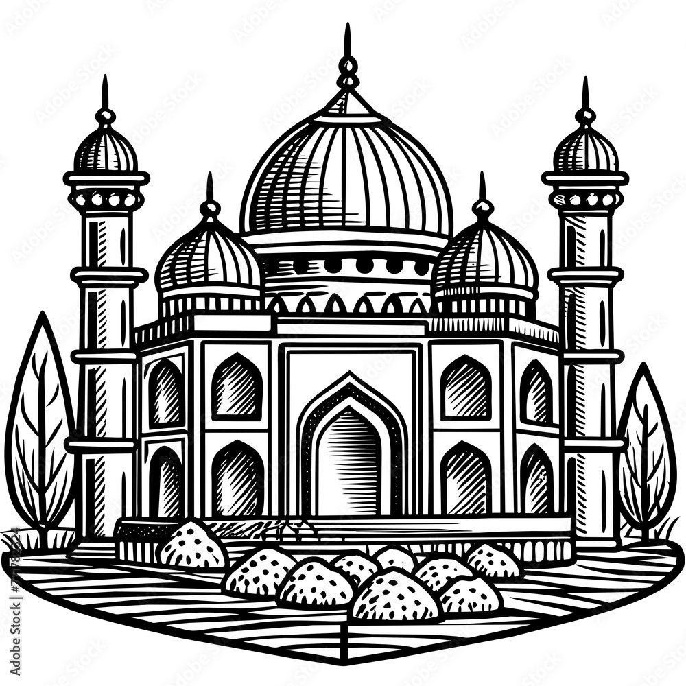  mosque silhouette vector art illustration