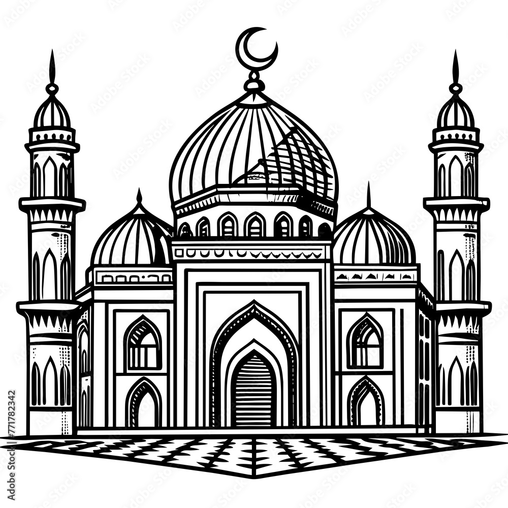  mosque silhouette vector art illustration
