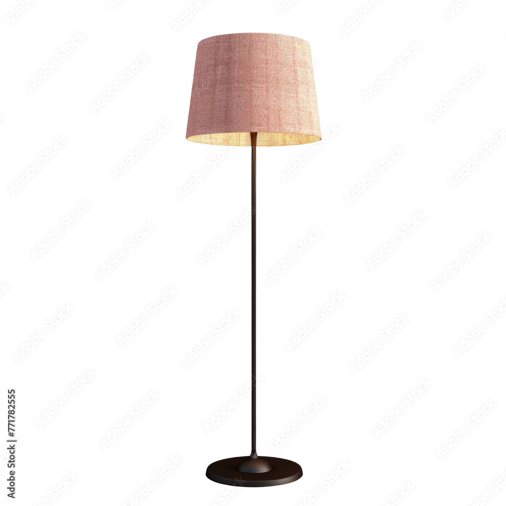 Lamp with pink shade on transparent background made of wood and composite material Lamp with pink shade on transparent background made of wood and composite material