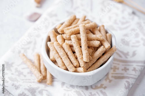 Rye stick chips in a bowl