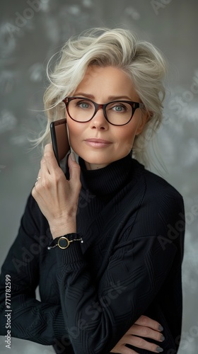 Woman With Glasses Talking on Cell Phone