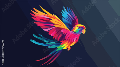Abstract colorful bird lovebird logo flat cartoon v photo