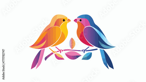 Abstract colorful bird lovebird logo flat cartoon v © iclute4