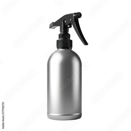 silver material plastic spray bottle on Isolated transparent background png. generated with AI