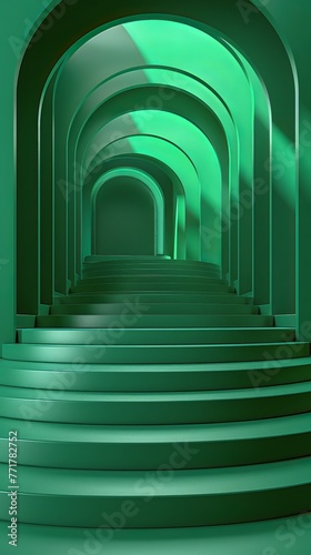 Green Tunnel With Steps