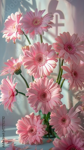 Pink Flowers in Vase on Table