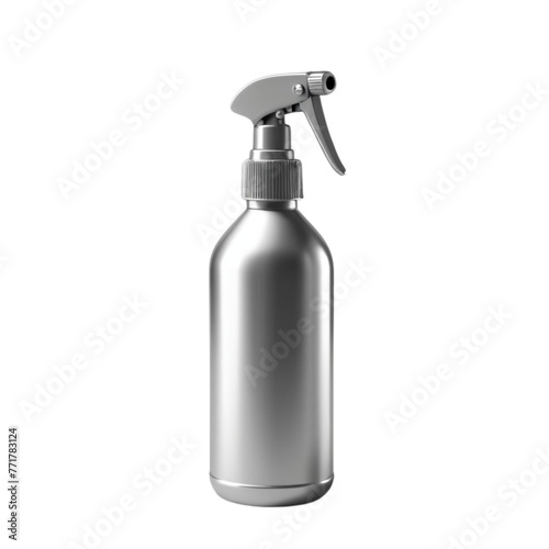 silver material plastic spray bottle on Isolated transparent background png. generated with AI
