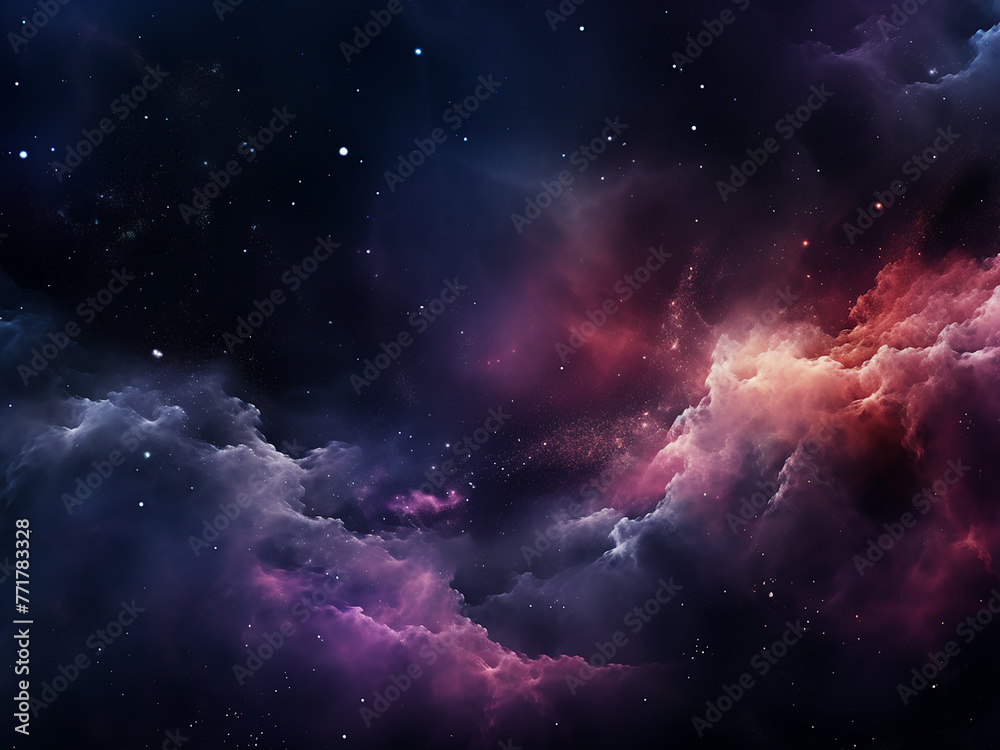 Deep space's cosmic nebulae dark. AI Generation.