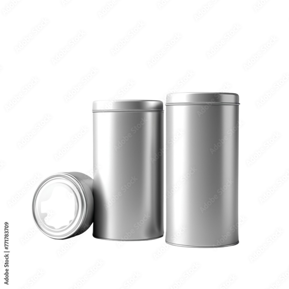 a silver metal tin can on Isolated transparent background png. generated with AI a silver metal tin can on Isolated transparent background png. generated with AI