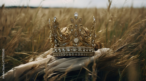Royal crown of a great and mighty King. A symbol of Lordship in a time of harvest. Golden and crested with decorations. 