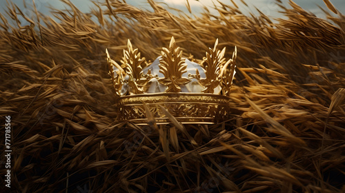 Royal crown of a great and mighty King. A symbol of Lordship in a time of harvest. Golden and crested with decorations. 