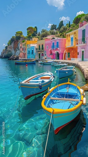 Row of Boats on Body of Water