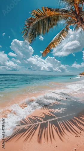 Beach With Palm Trees and Ocean