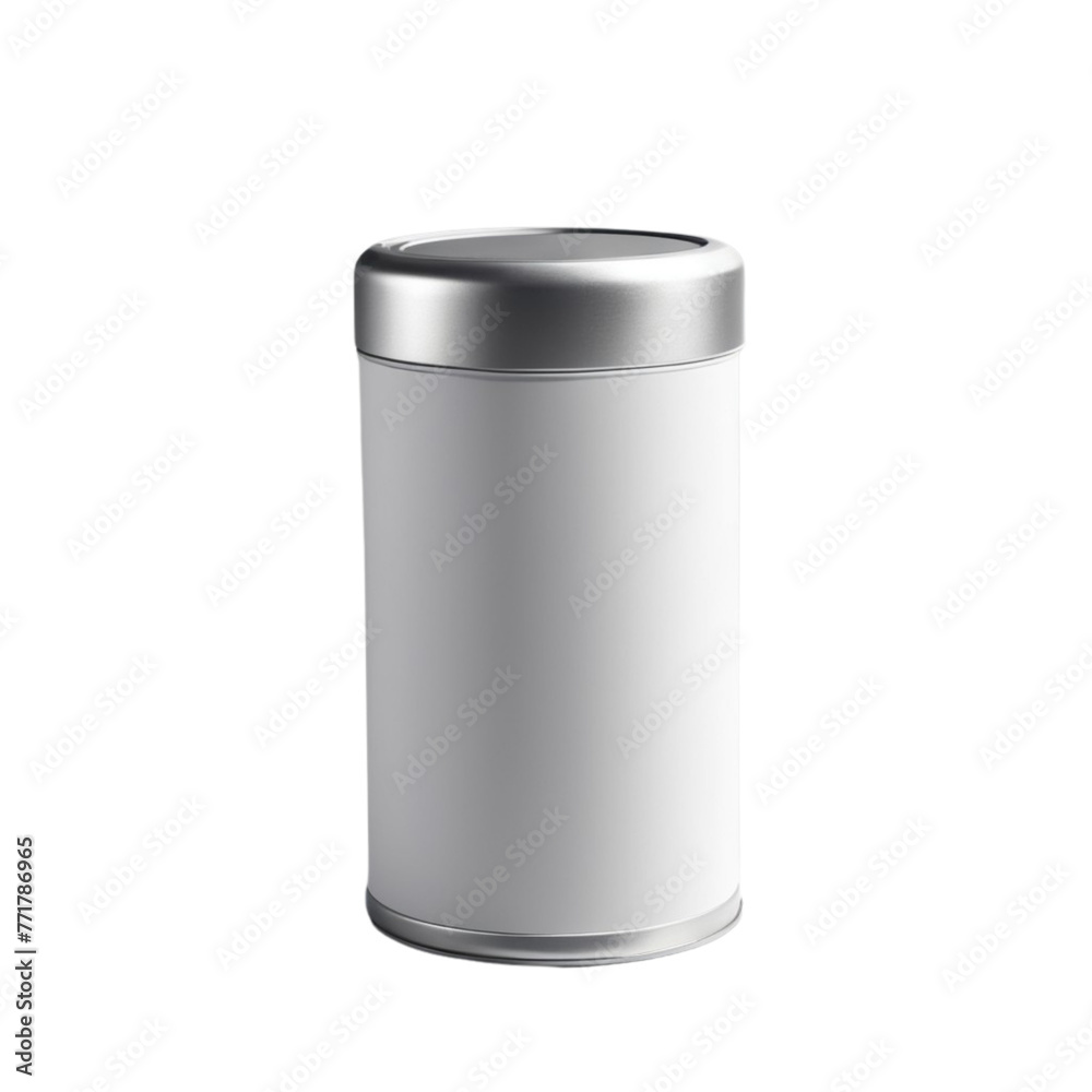 Close-up various metal and white tin can on Isolated transparent background png. generated with AI Close-up various metal and white tin can on Isolated transparent background png. generated with AI