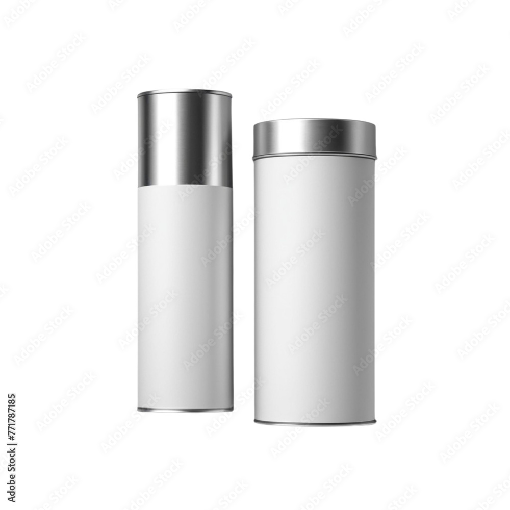 Close-up various metal and white tin can on Isolated transparent background png. generated with AI Close-up various metal and white tin can on Isolated transparent background png. generated with AI