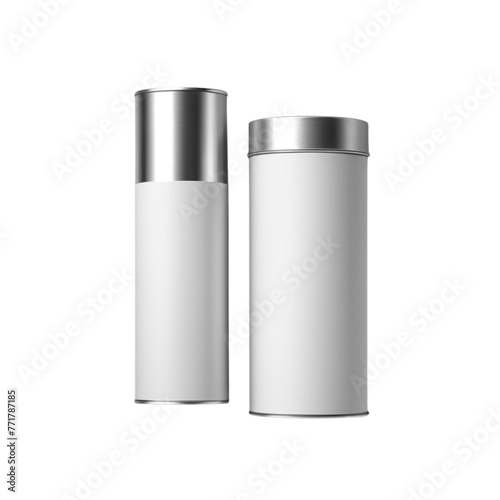 Close-up various metal and white tin can on Isolated transparent background png. generated with AI