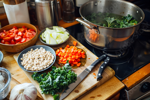 Step-by-Step Preparation of Nutritious Kale Soup from fresh Ingredients