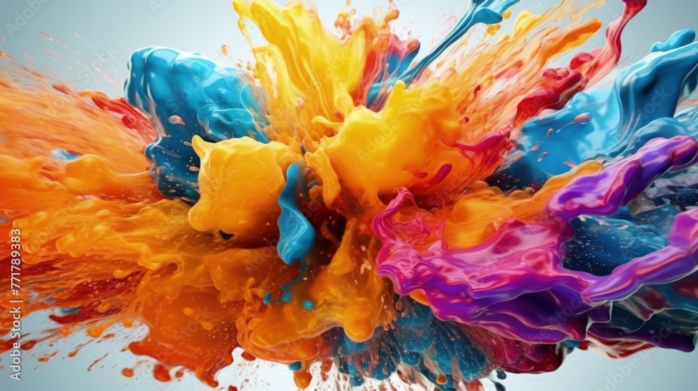 Colorful Ink Explosion, Abstract Energy and Creativity