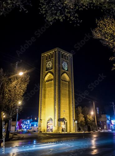 Clock Tower on Imam street in Yazd city, Iran