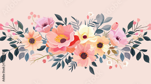 Beautiful feminine and real flower logo flat cartoo