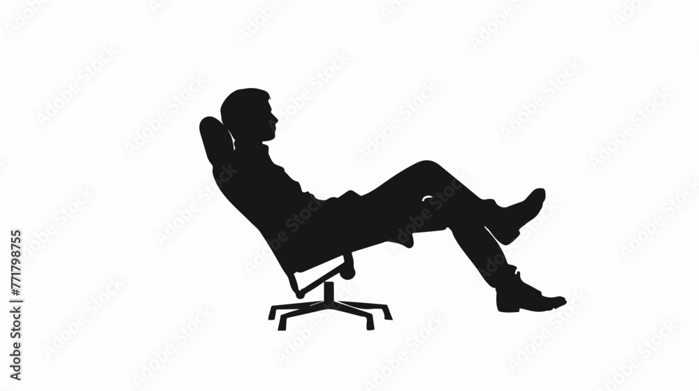 Black silhouette pictogram male sitting in reclinin