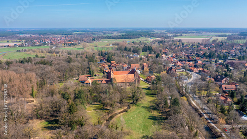 Panoramic Aerial View of Wienhausen, Lower Saxony, Germany photo