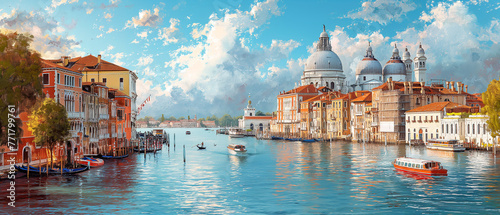 Venice - Grand Canal with Santa Maria della Salute, oil painting photo