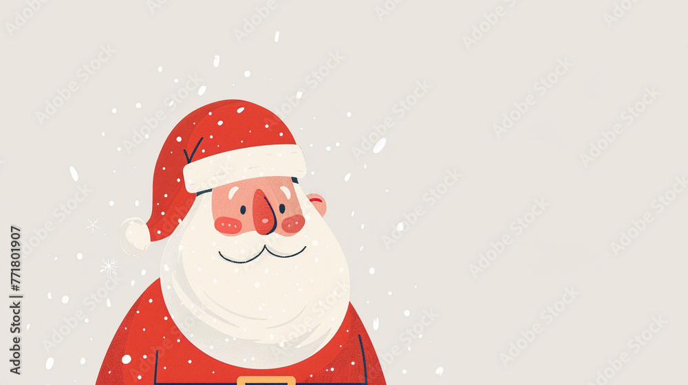 Minimalist illustration of santa , white background, stcker 