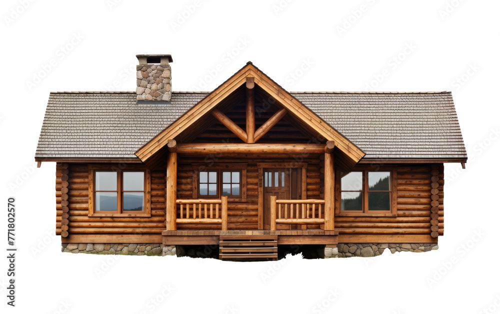 A small log cabin with a porch and stairs nestled in a tranquil forest setting A small log cabin with a porch and stairs nestled in a tranquil forest setting