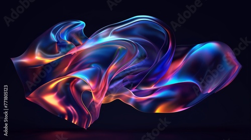 Abstract iridescent shape on black background