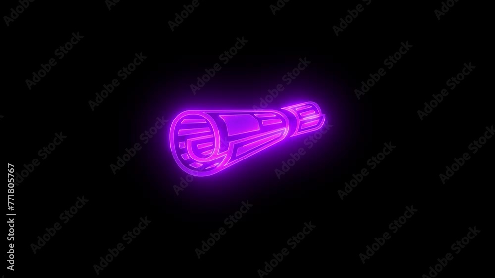 Newspaper icon glowing neon purple color animation black background Newspaper icon glowing neon purple color animation black background