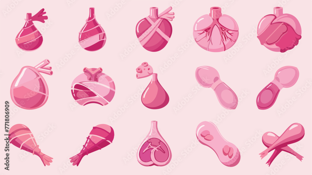 Bundle of breast cancer set icons vector illustrati