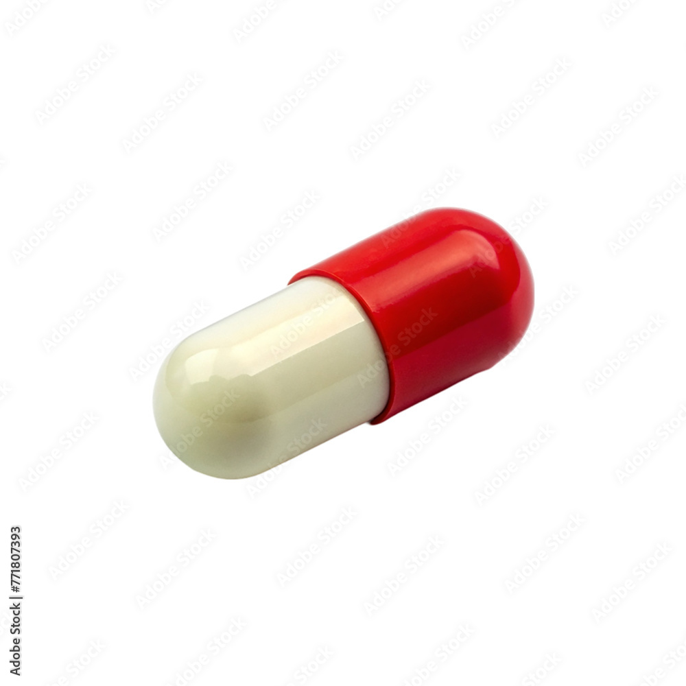 Red white capsule, isolated on transparent background. Red white capsule, isolated on transparent background.