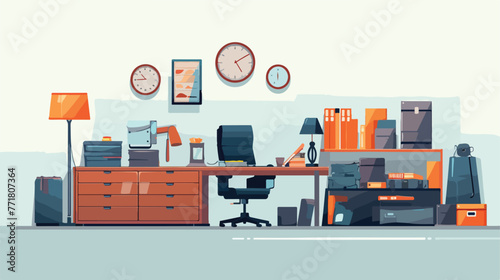 Business and office elements flat cartoon vactor il