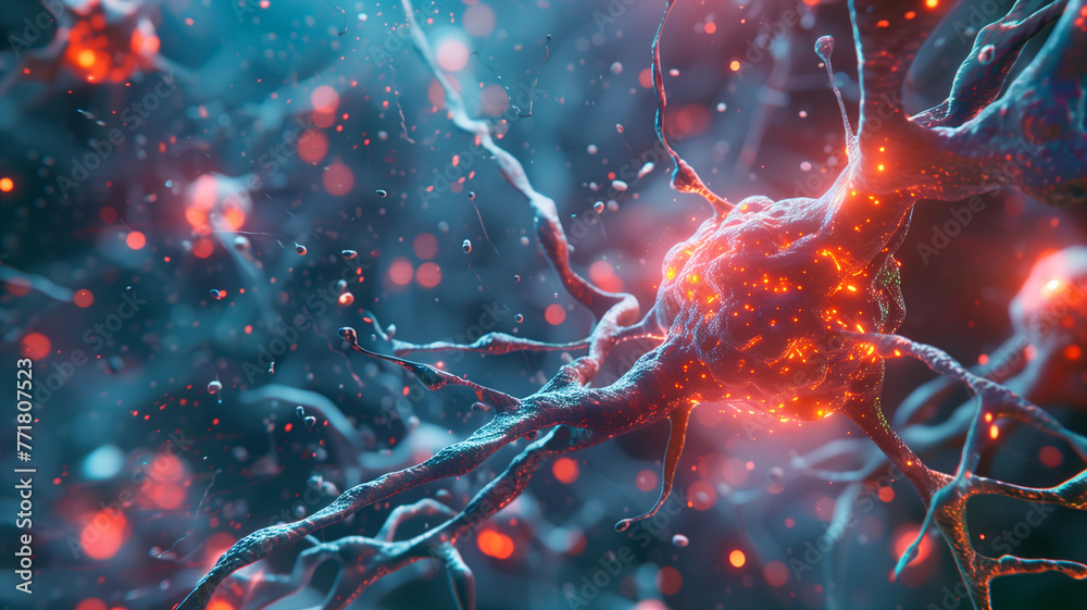 Neural Network Activity 3D Visualization in Red and Blue Neural Network Activity 3D Visualization in Red and Blue