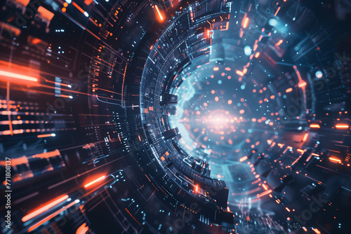 Wallpaper Mural AI concept. Artificial intelligence machine learning concept. Technology HUD background copy space for text. Torontodigital.ca