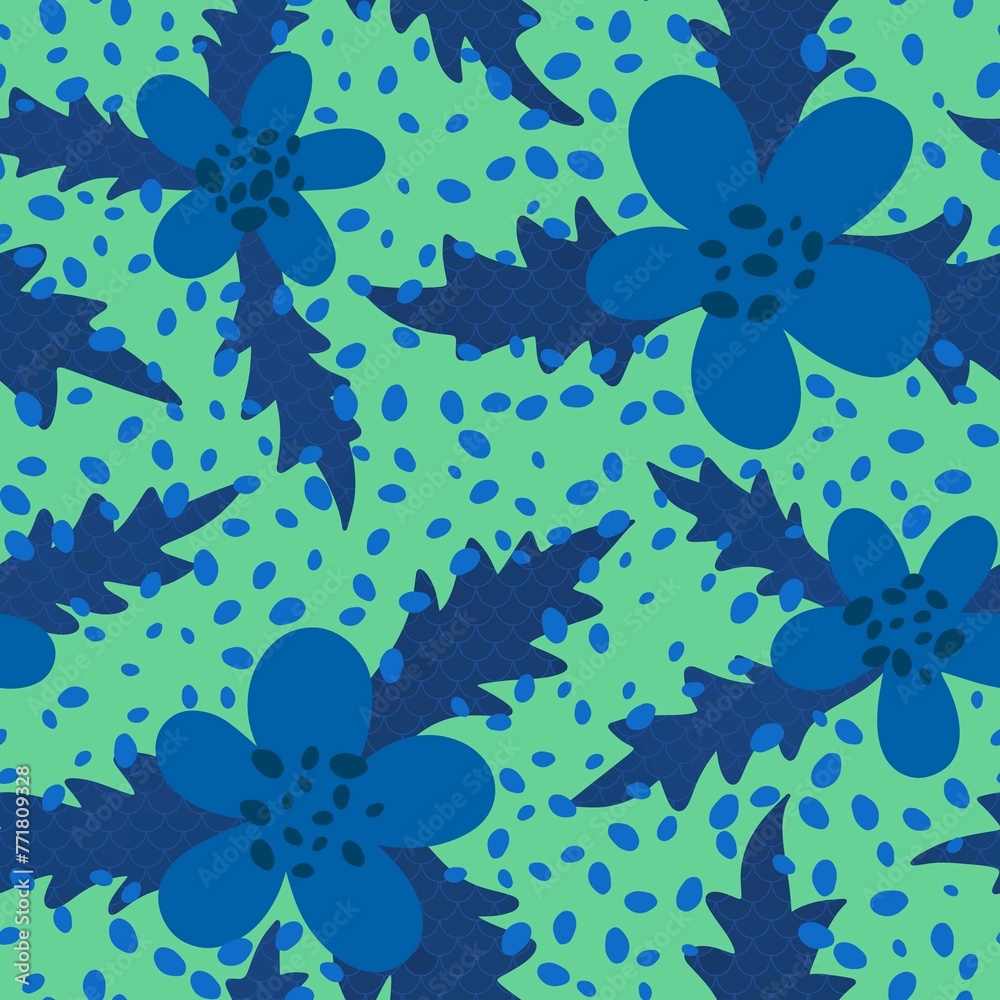 Cartoon summer retro seamless flower pattern for wrapping paper and fabrics and spring packaging and kids print