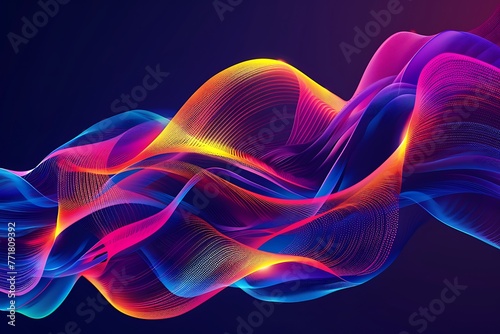 : A vibrant fvectors logo composed of flowing, interconnected lines, glowing with neon colors.