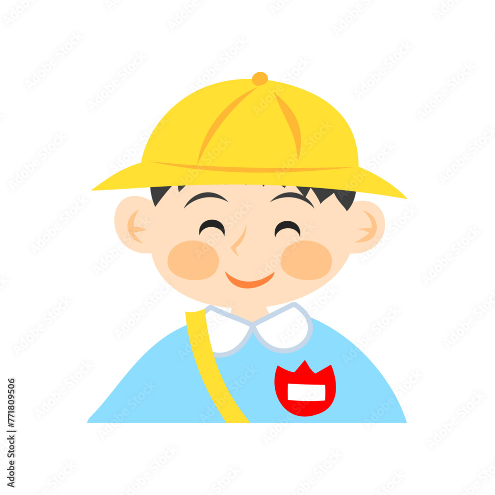 笑う幼稚園児の男の子。フラットなベクターイラスト。
A smiling kindergarten boy. Flat vector illustration. 笑う幼稚園児の男の子。フラットなベクターイラスト。
A smiling kindergarten boy. Flat vector illustration.