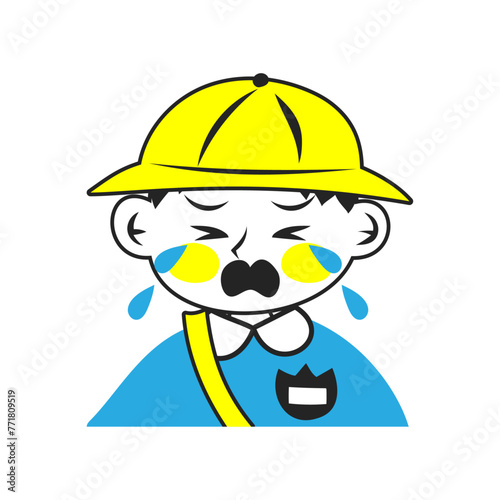 泣く幼稚園児の男の子。シンプルなベクターイラスト。
A crying kindergarten boy. Simple vector illustration.