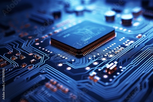 Exploring the Complexity of Technology through a Close-up Shot of a Circuit Board Chip