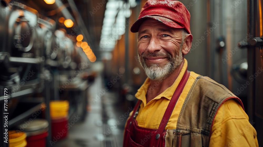 Obraz premium An elderly worker in uniform