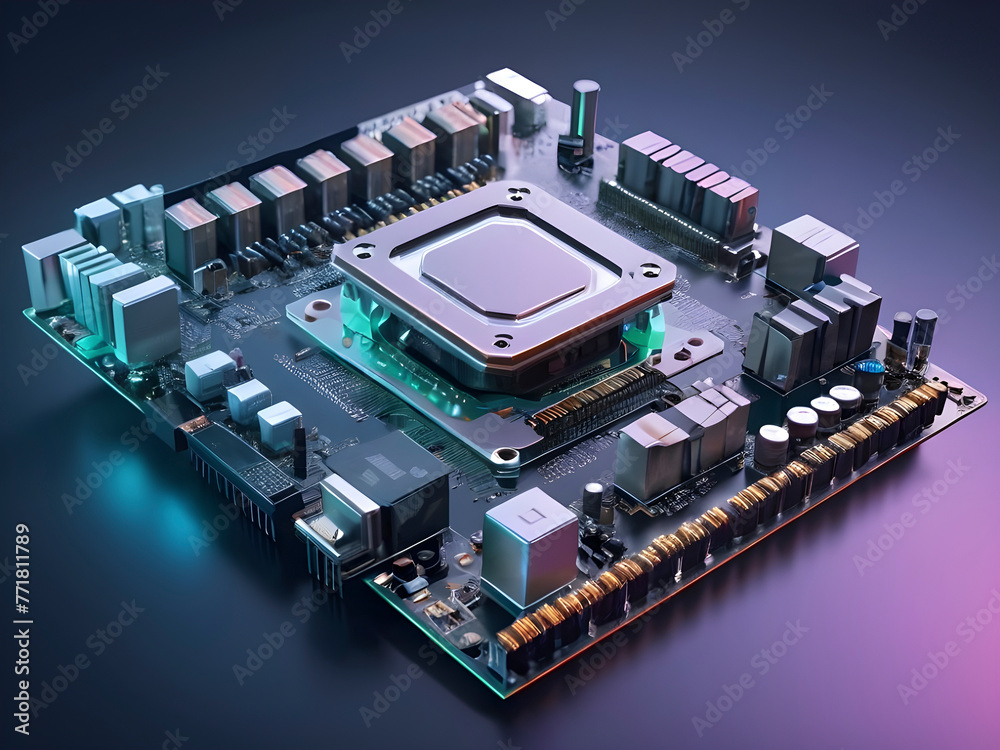 Obraz premium Minds in Silicon. Exploring Artificial Intelligence Processing.
