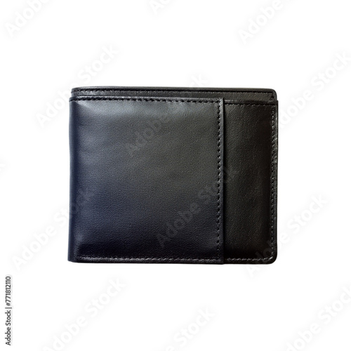 Top view black wallet, isolated on transparent background.