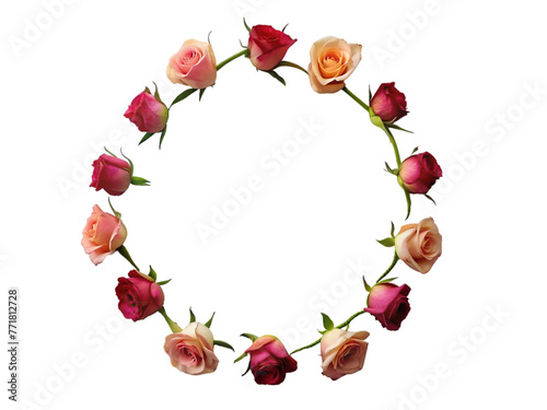 Roses circle, isolated on transparent background.