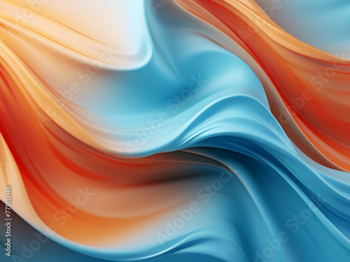 Experience the harmonious blend of orange, blue, and gold in this 3D-rendered abstract backdrop.