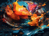 Vibrant oily painting features mixed colors, ideal for backgrounds.