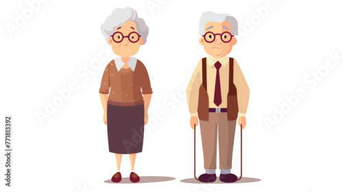 Caricature faceless full body elderly couple grandm photo