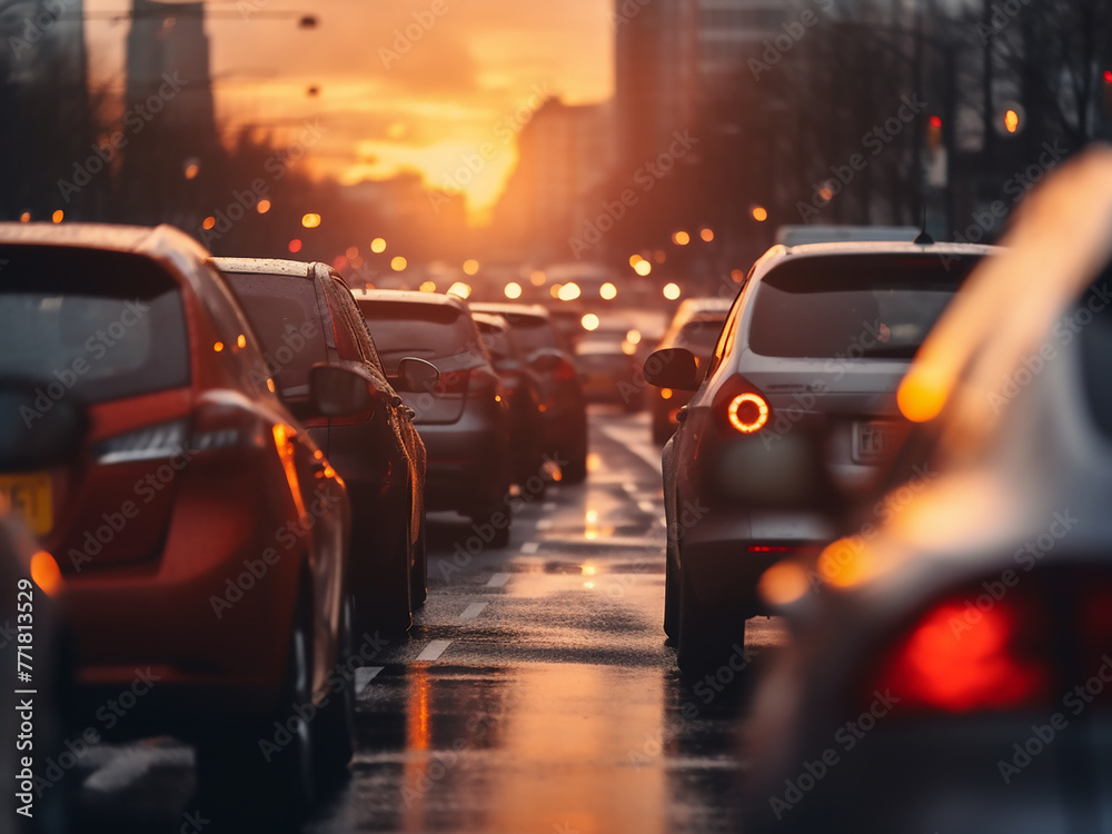 Immerse yourself in the bokeh-filled ambiance of a city's evening traffic.
